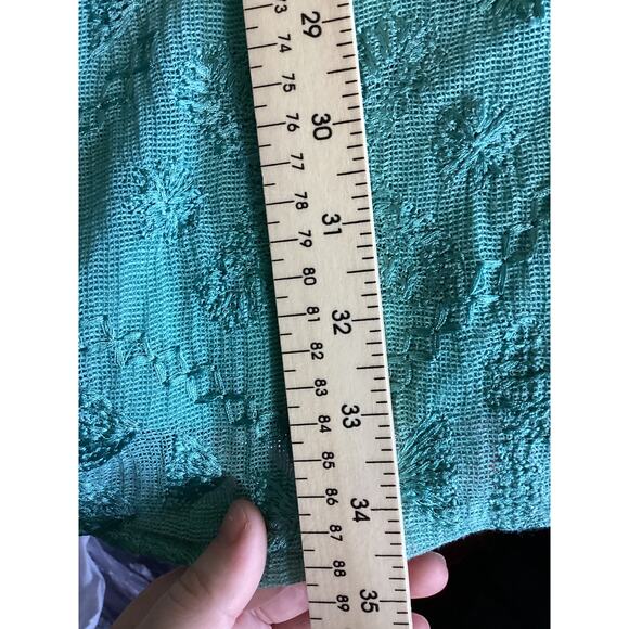 Free People Women Embroidered Mini Bell/Sl  Dress Sz 12 Mint green Boho Coquette - Picture 10 of 12